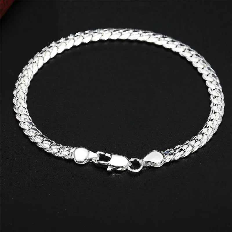 925 Sterling Silver Bracelet 6mm 18/20cm Flat Side