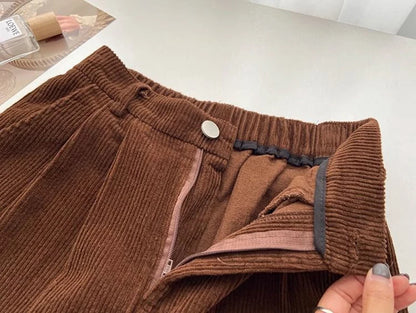 Retro High Waist Corduroy Pants