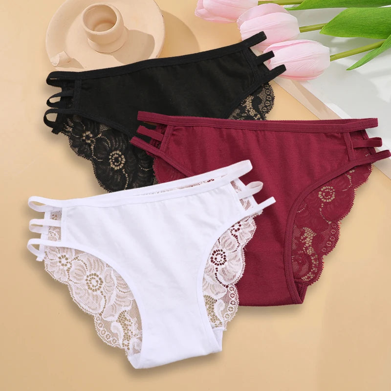 3PC/Set Women's Sexy Floral Lace Panties