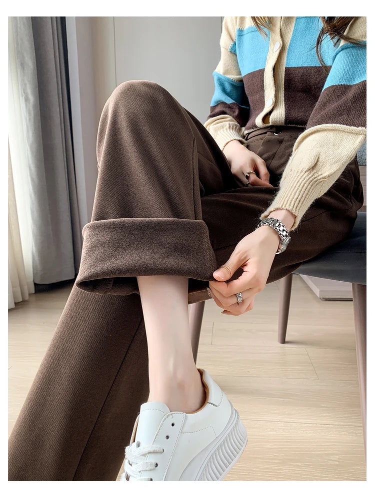 Thicken Woolen Casual Loose Full Length Pants