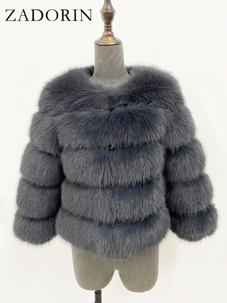 Mink Coats Autumn Winter Fluffy Black Faux Fur Coat