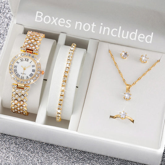 6PCS Luxury Rhinestone Women Watches