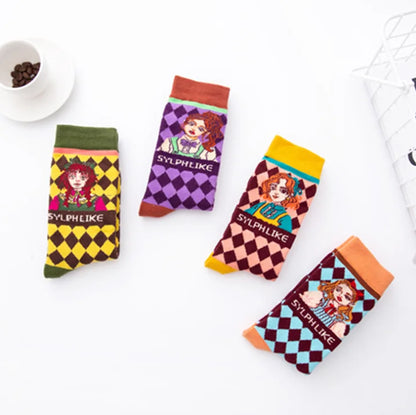 Colorful Print Socks Women