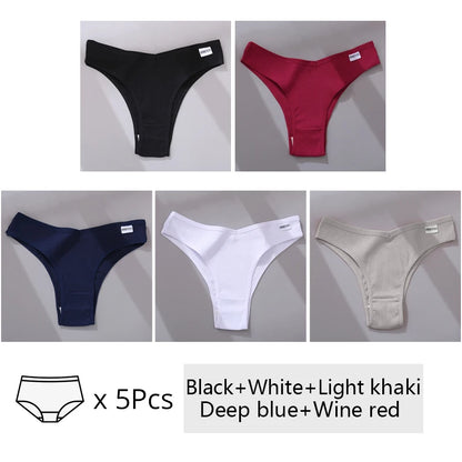 5Pcs/Set Women Cotton Brazilian Panties V Waist