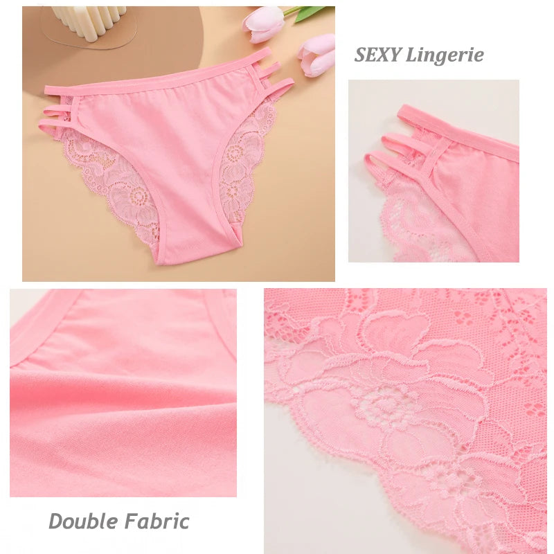 3PC/Set Women's Sexy Floral Lace Panties