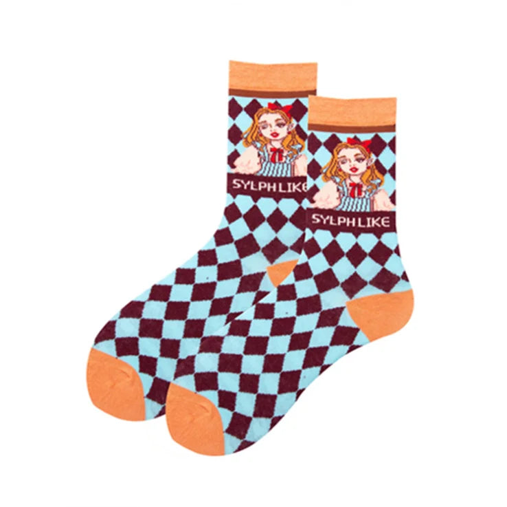 Colorful Print Socks Women