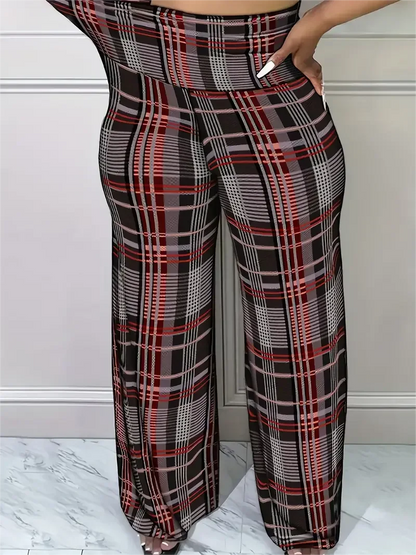 Women's Plaid Wide Leg Pants