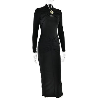 Hollow Out Long Sleeve Sexy Maxi Dress