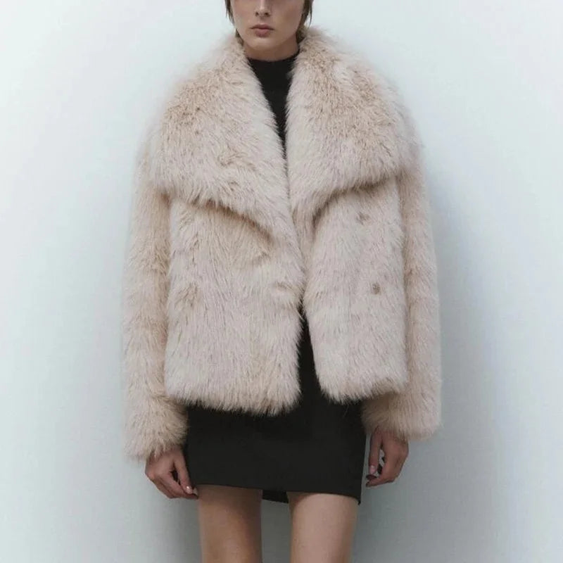 New Fashion Gradient Fluffy Fur Coat