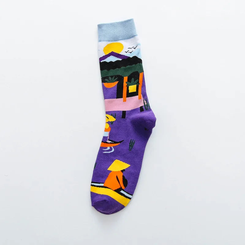 Colorful Print Socks Women