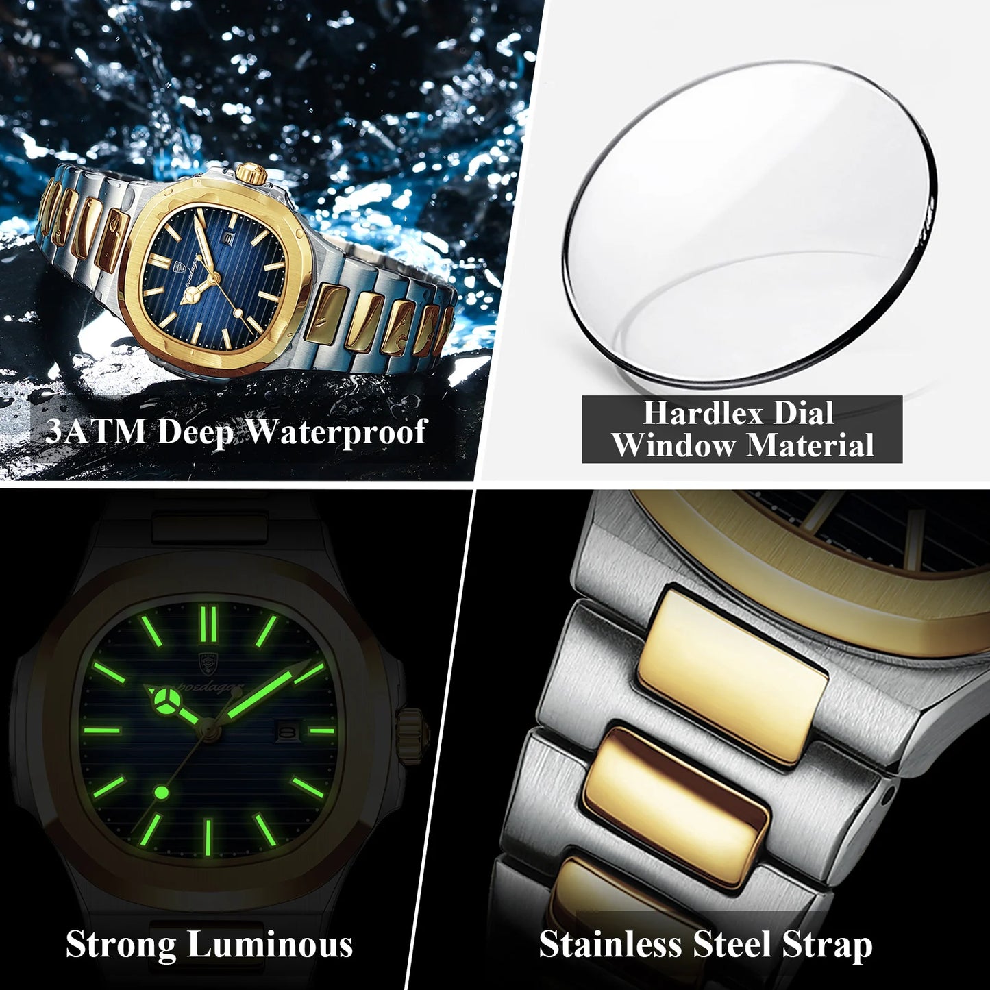 Luxury Square Watch for Woman Waterproof