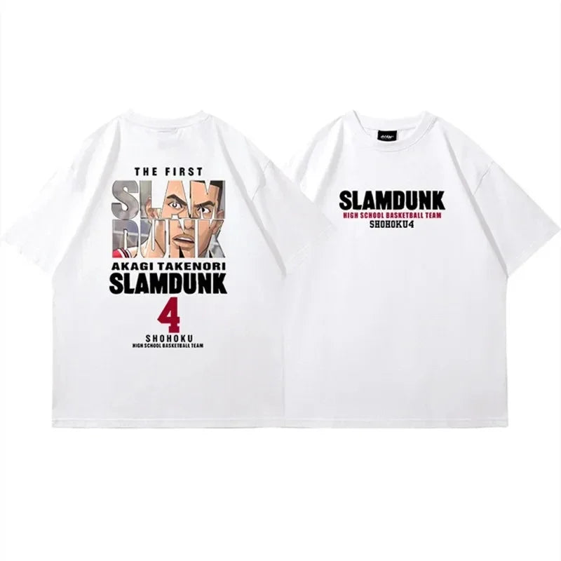 Anime Slam Dunk Print T-Shirt Men's Oversized