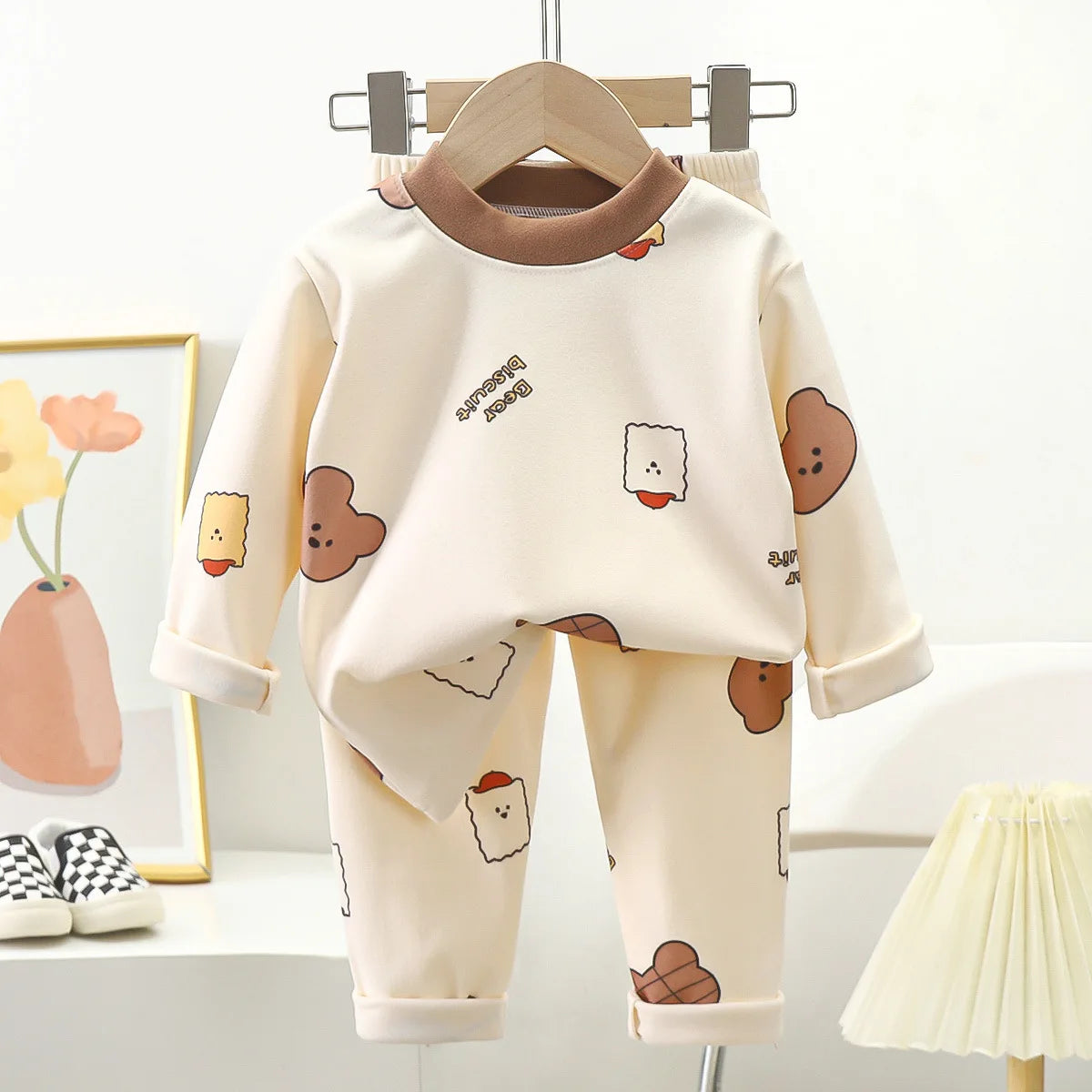 New Kids Autumn Warm Pajamas Boys Girls Cute Cartoon