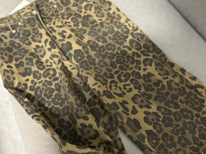 American Retro Leopard High Waist Baggy Jeans