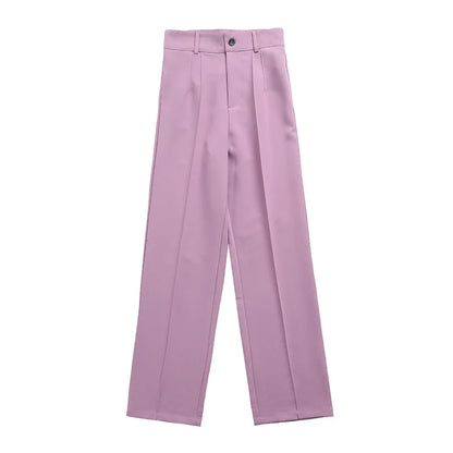 Women Chic Fashion Office Wear Straight Pants