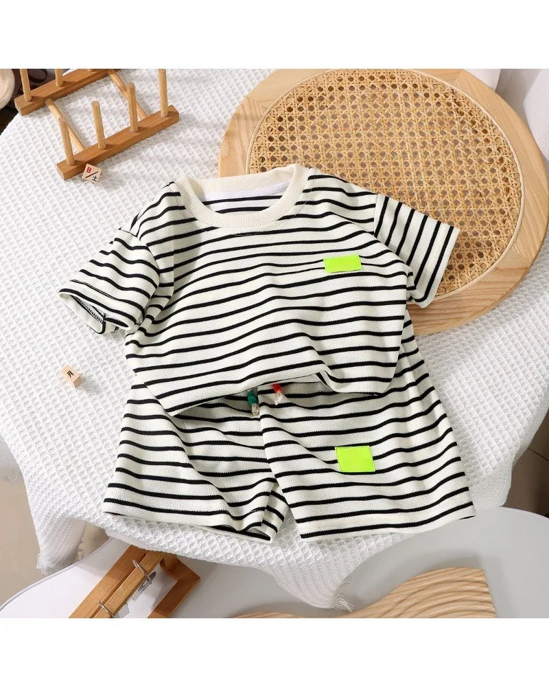 2Pcs Fashion Children Short Sleeve Shorts Sets Summer Kids