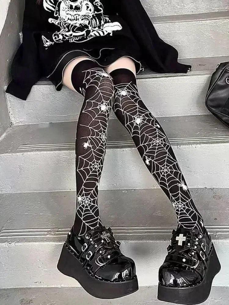 Spider Pattern Silk Stockings