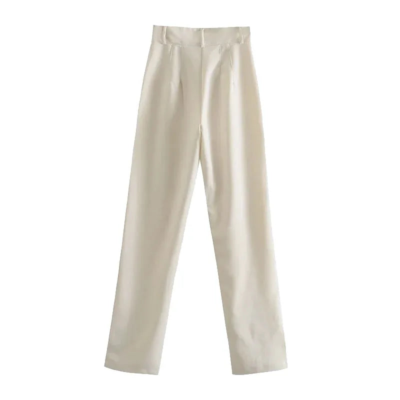 Women Chic Fashion Office Wear Straight Pants