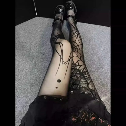 Spider Pattern Silk Stockings