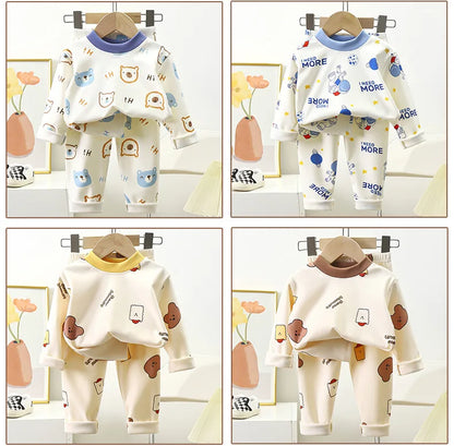 New Kids Autumn Warm Pajamas Boys Girls Cute Cartoon