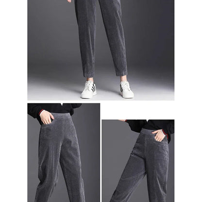 Plush Thick Casual Pants Women Corduroy Warm Pants