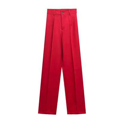 Women Chic Fashion Office Wear Straight Pants