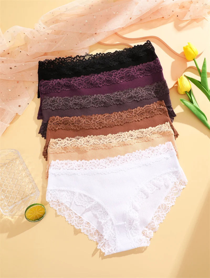 3PCS/Set Sexy Lace Cotton Panties