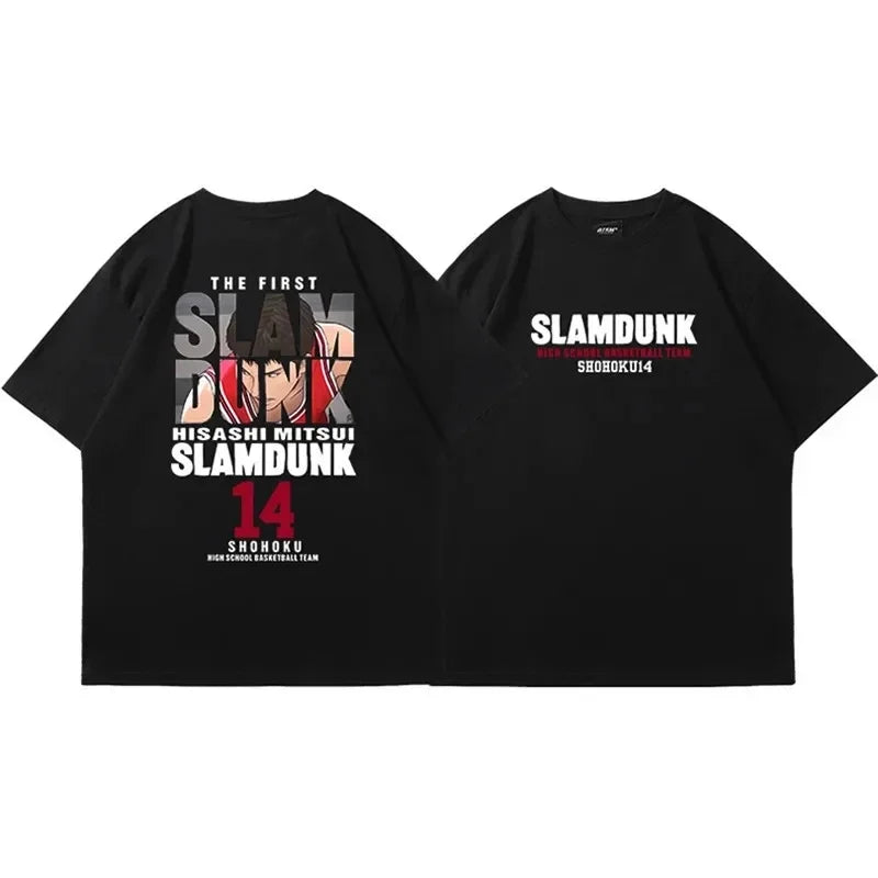 Anime Slam Dunk Print T-Shirt Men's Oversized