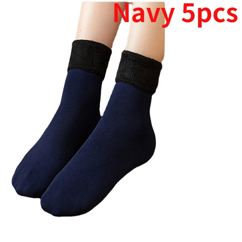 5Pairs/Lot Winter Warm Solid Women Socks