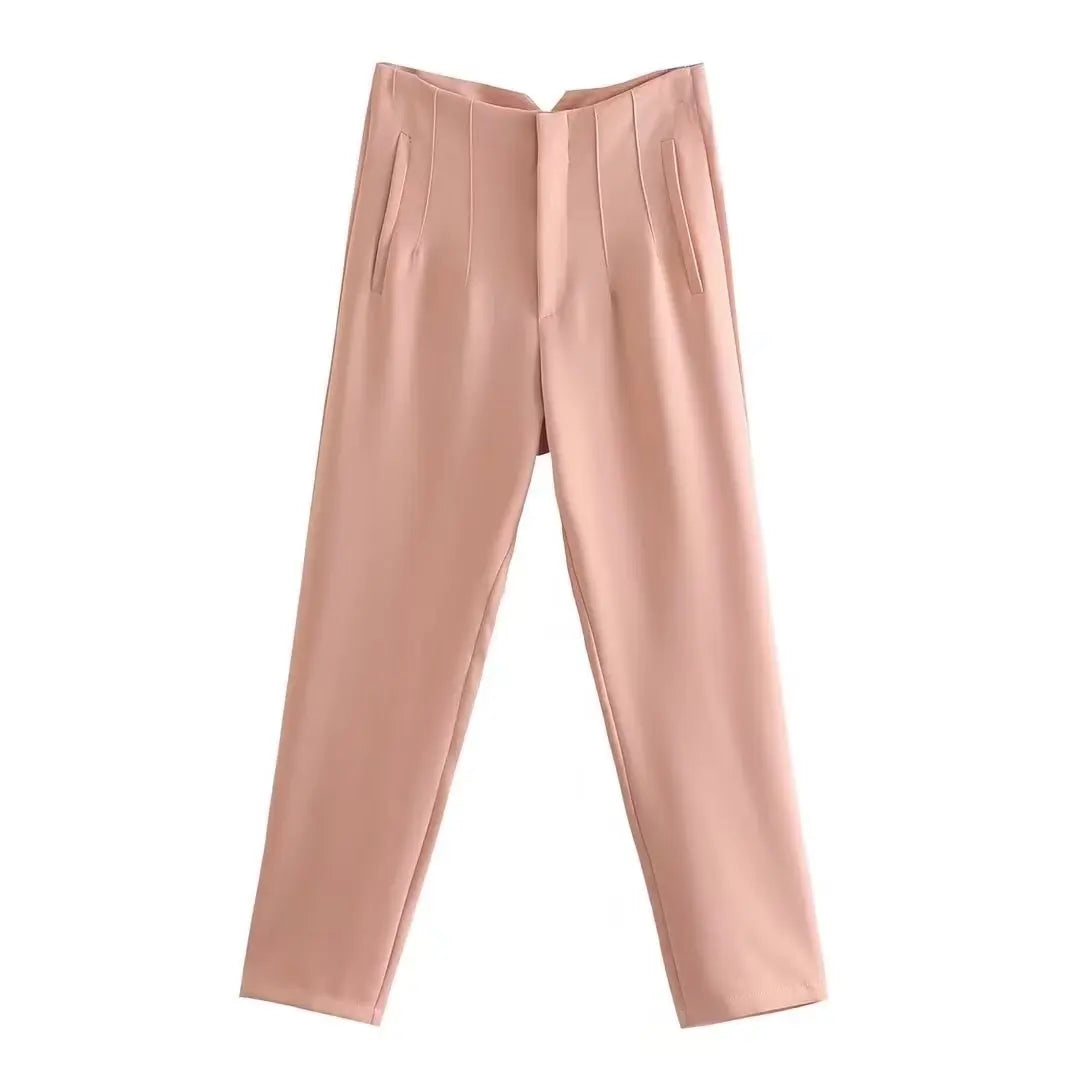 Women Fashion Straight Pants High Waist