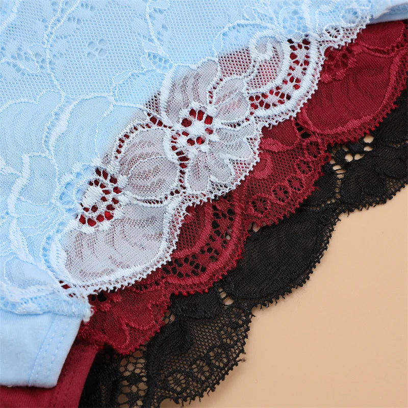 3PC/Set Women's Sexy Floral Lace Panties