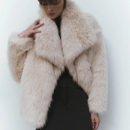 New Fashion Gradient Fluffy Fur Coat