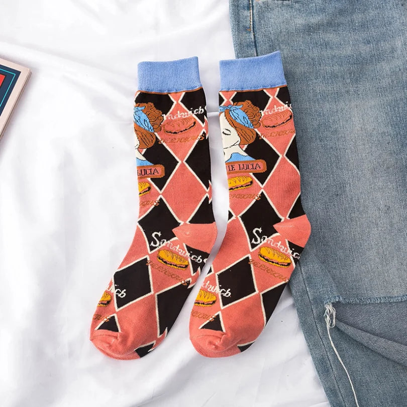 Colorful Print Socks Women