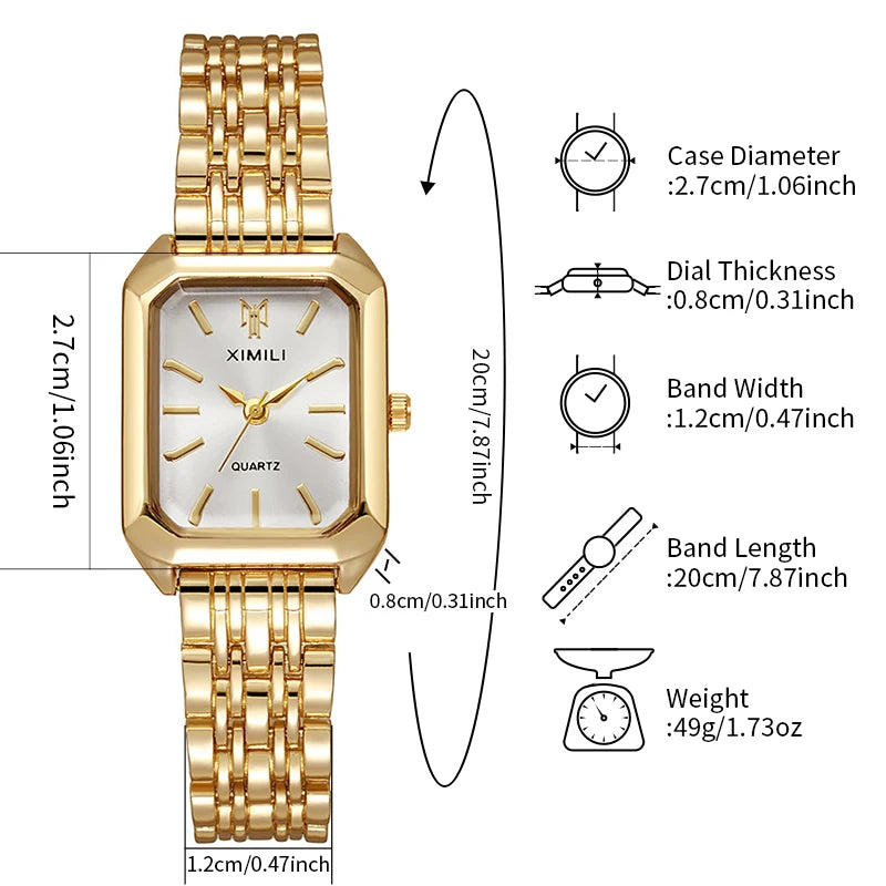 Luxury Women Watches Fashion Rectangle Ladies Steel Band Quartz Watch Reloj Mujer Relogio Feminino Girls Clock Gift