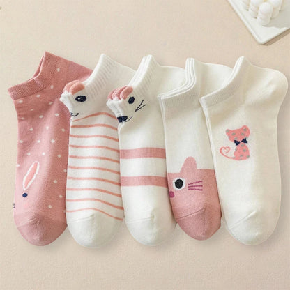 Women Cartoon Patterned Socks 5 Pairs