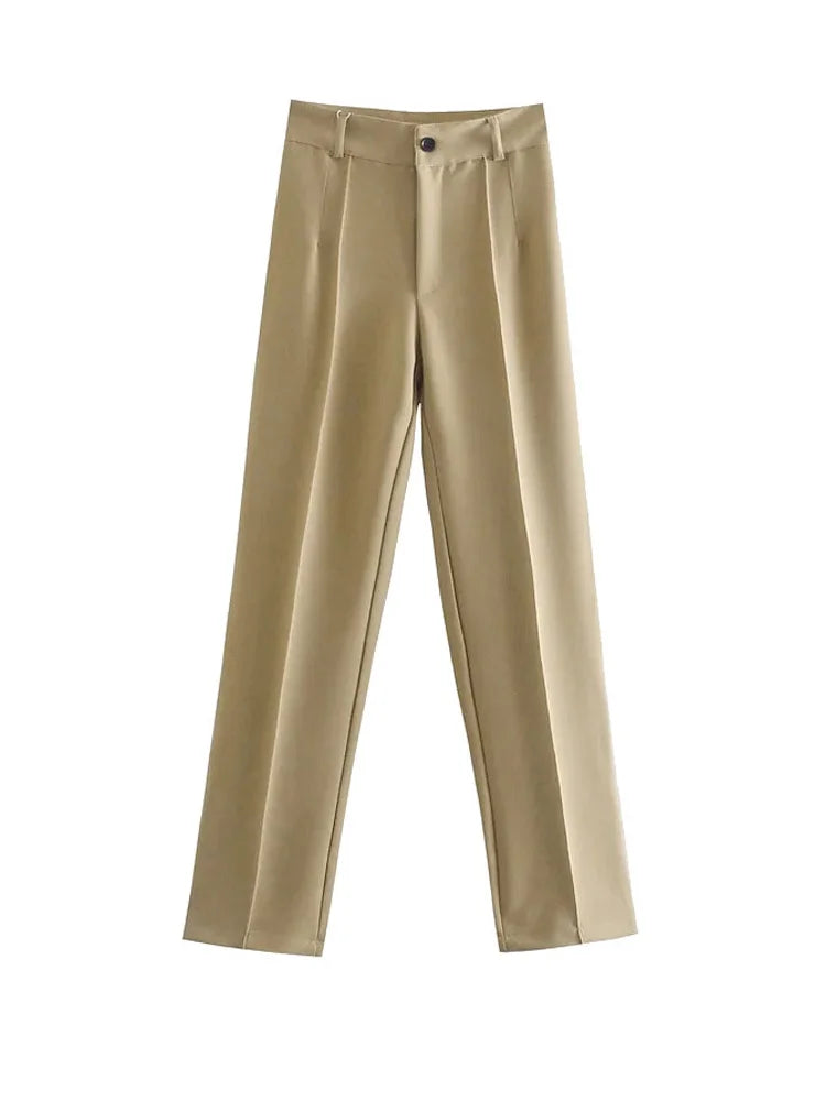 Women Chic Fashion Office Wear Straight Pants