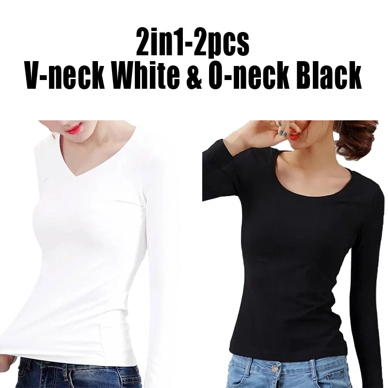 O Neck V Neck Long Sleeve Shirt