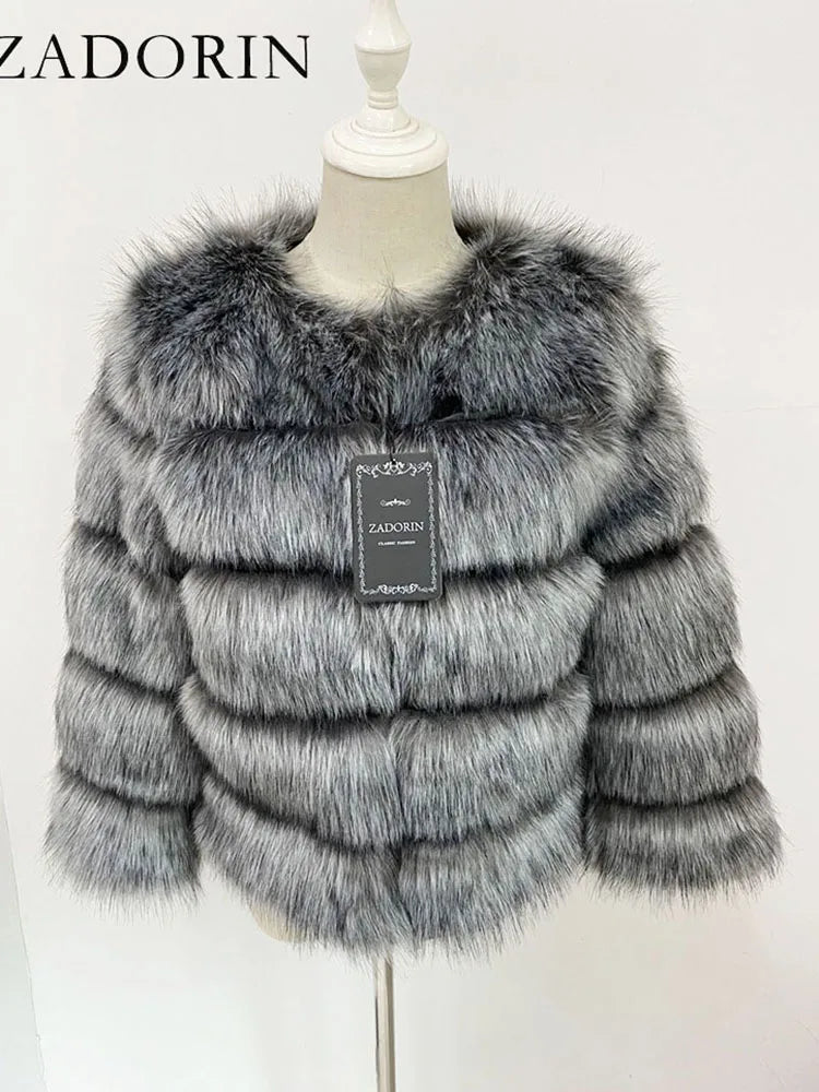 Mink Coats Autumn Winter Fluffy Black Faux Fur Coat