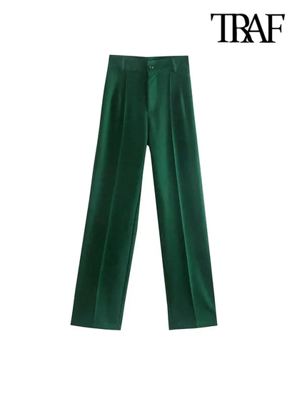 Women Chic Fashion Office Wear Straight Pants