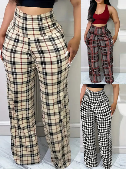 Women's Plaid Wide Leg Pants