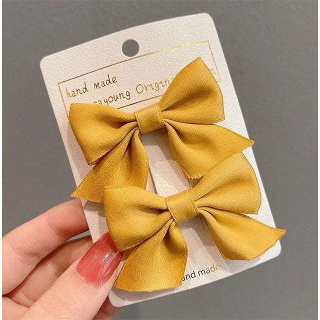 2 Piece Bow Hair Clip Elegant Flower