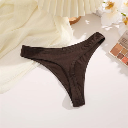 4PCS Women Cotton Thongs Female Sexy Low Waist Panties