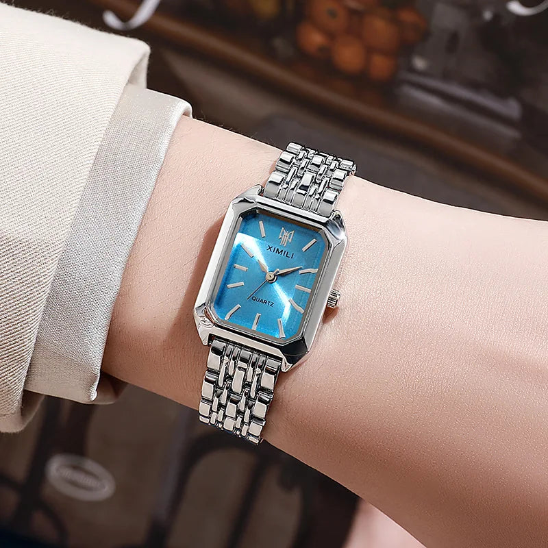 Luxury Women Watches Fashion Rectangle Ladies Steel Band Quartz Watch Reloj Mujer Relogio Feminino Girls Clock Gift