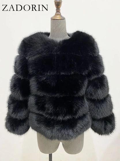 Mink Coats Autumn Winter Fluffy Black Faux Fur Coat