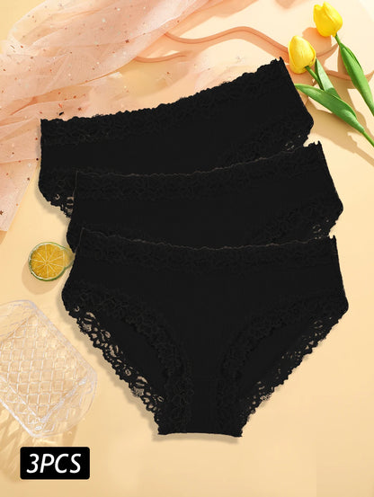 3PCS/Set Sexy Lace Cotton Panties