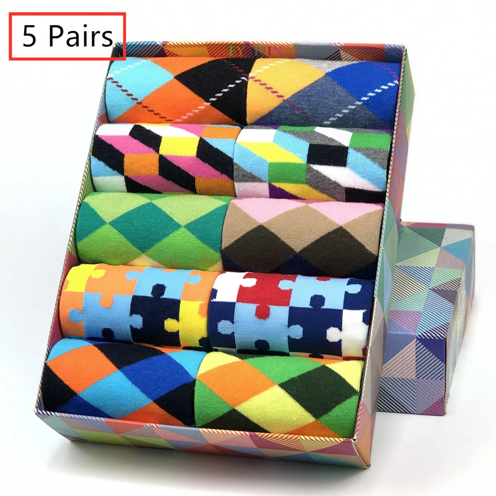 5 Pairs Novelty Men's Cotton Colorful