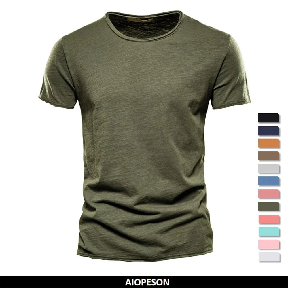 100% Cotton Men T-shirt Casual Soft Fitness