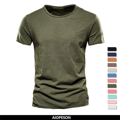 100% Cotton Men T-shirt Casual Soft Fitness