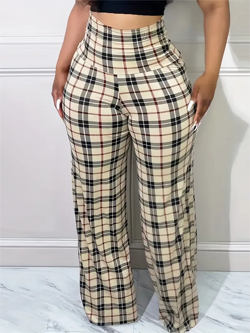 Women's Plaid Wide Leg Pants