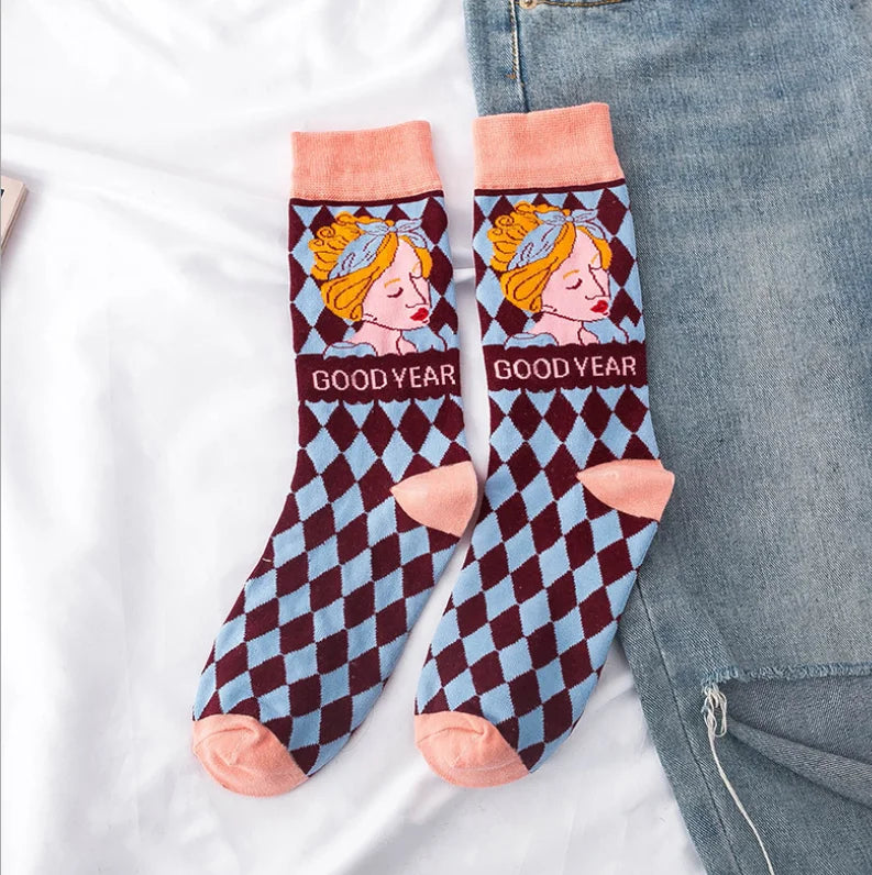 Colorful Print Socks Women